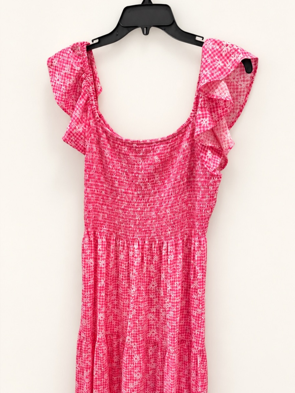 Lilly Pulitzer Hot Pink Smocked Ruffle Midi Dress
